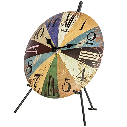 AMS Tischuhr - bunt Bedruckt - auf einem Ständer aus Metall - Höhe ca. 19 cm AMS Tischuhr - bunt Bedruckt - auf einem Ständer aus Metall - Höhe ca. 19 cm von AMS