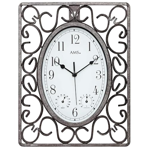 AMS 9486 Wanduhr Garten Aussen Antik Optik Wetterfest von AMS