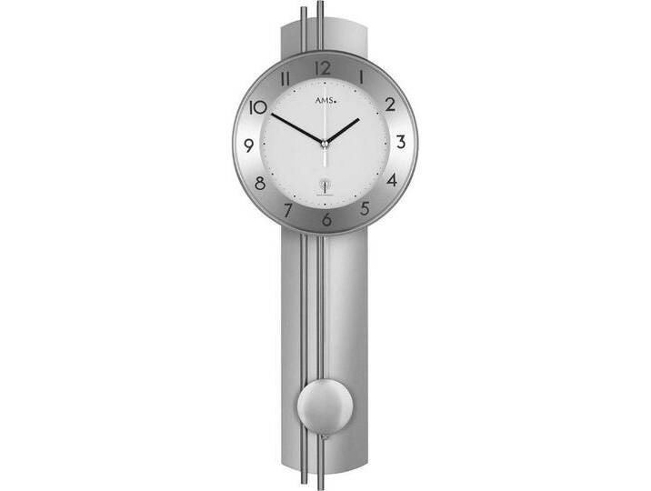 AMS Wanduhr Funkpendeluhr Silberfarben Modern - Modell: 5266S von AMS