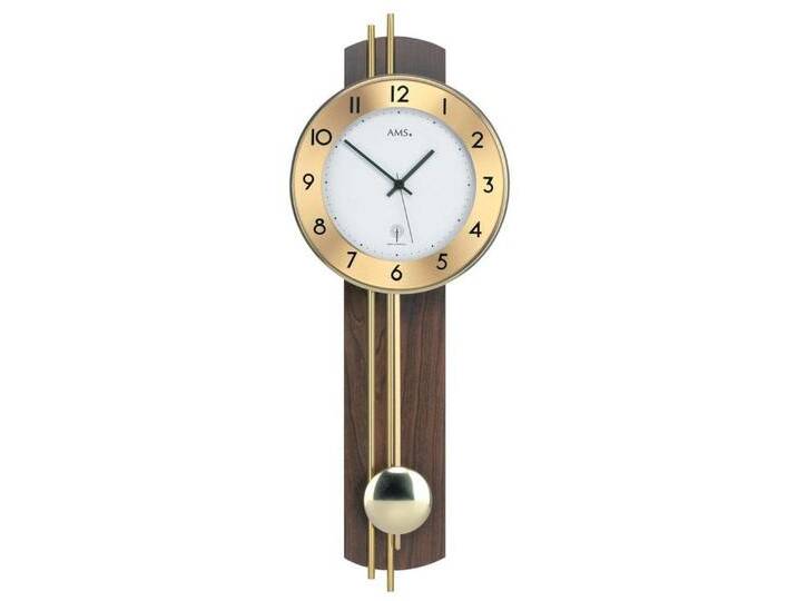AMS Wanduhr Funkpendeluhr klassisch Messingstäbe - Modell: 5266/1 von AMS