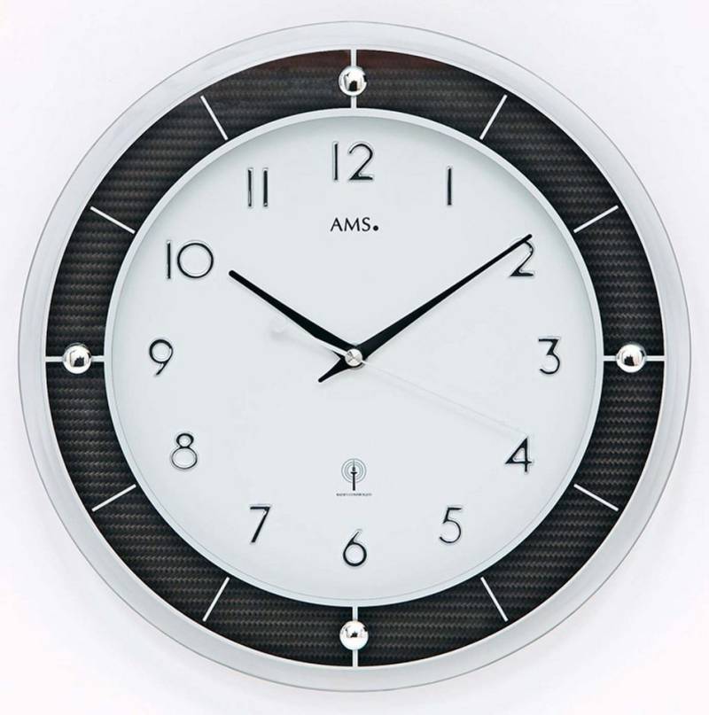 AMS Wanduhr Funkwanduhr modern Durchmesser: 31 cm - AMS Modell: 5854 von AMS