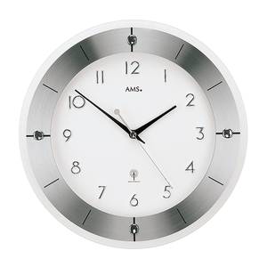 AMS Wanduhr Garza Kunststoff/Aluminium Ø 31 cm Silber/Weiß von AMS