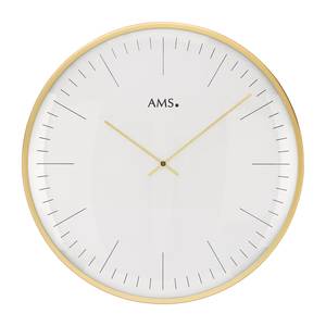 home24 Wanduhr Myponga Aluminium, gebürstet Ø 40cm Messing/Weiß/Messing von home24