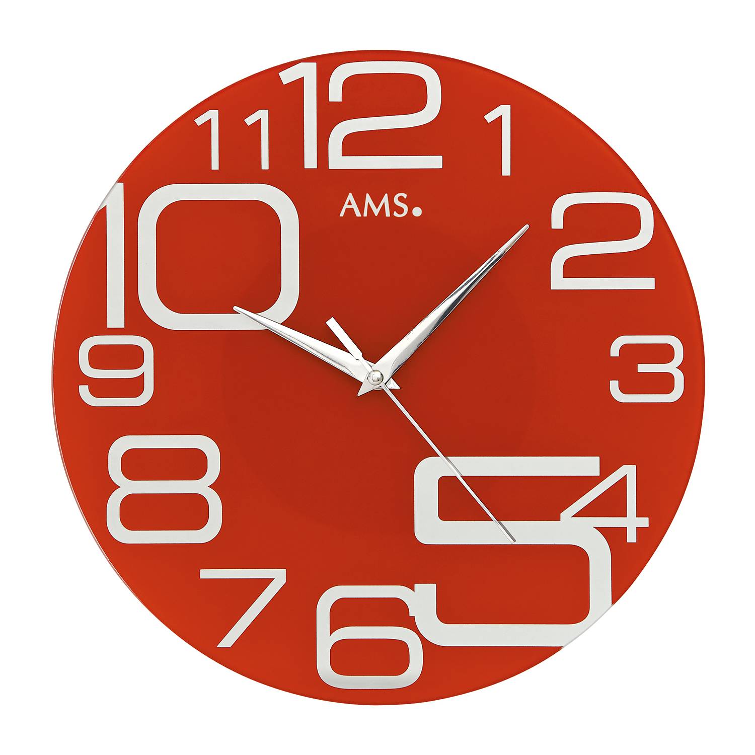 AMS Wanduhr Naranjo Spiegelglas Ø 40 cm Rot/Weiß von AMS