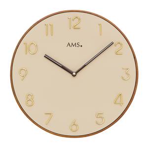 AMS Wanduhr Paqueta Kunststoff/Holzwerkstoff Ø 33 cm Braun/Beige/Gold von AMS