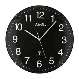 AMS Wanduhr Stege Kunststoff Ø 32 cm Schwarz/Weiß von AMS