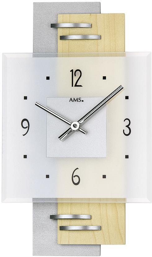 AMS Wanduhr W9248 (Quarz,Holz,Ahorn,Wohnzimmer,Esszimmer,Küche,Arbeitszimmer,Büro,Flur) von AMS