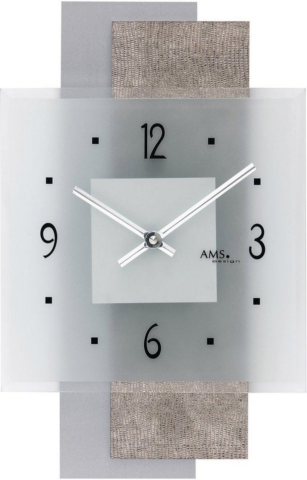 AMS Wanduhr W9443 (Quarzuhr,Holz,Wohnzimmer,Esszimmer,Küche,Made in Germany,Büro,Flur) von AMS