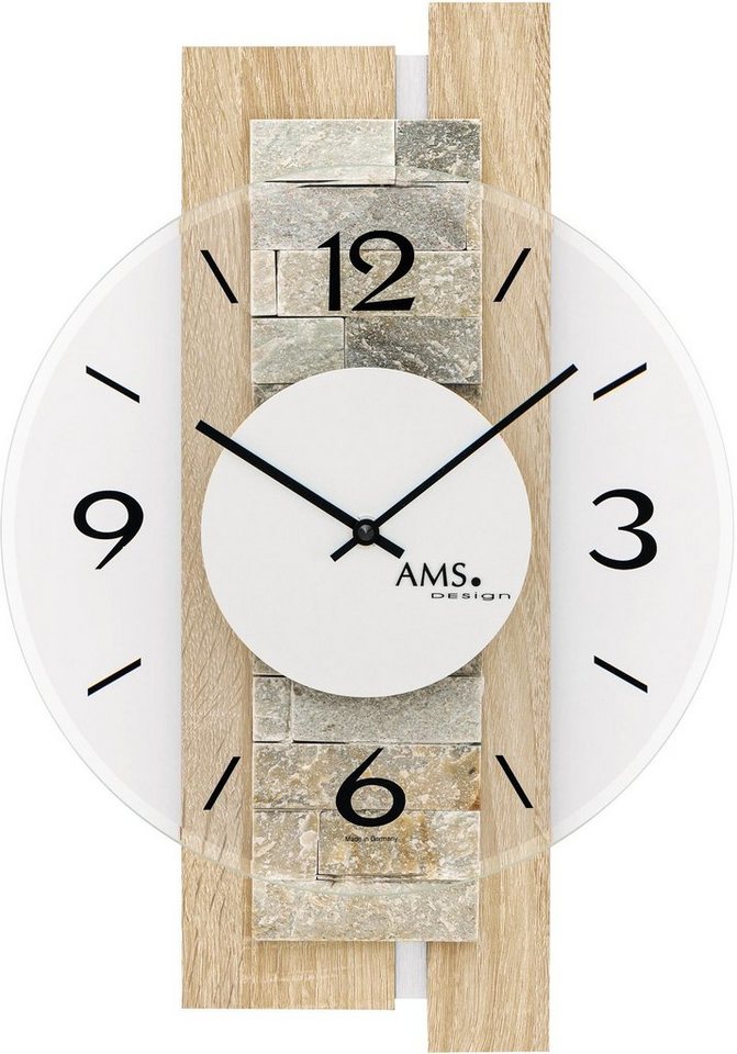 AMS Wanduhr W9542 (Quarzuhr,Holz,Wohnzimmer,Esszimmer,Küche,Made in Germany,Büro,Flur) von AMS