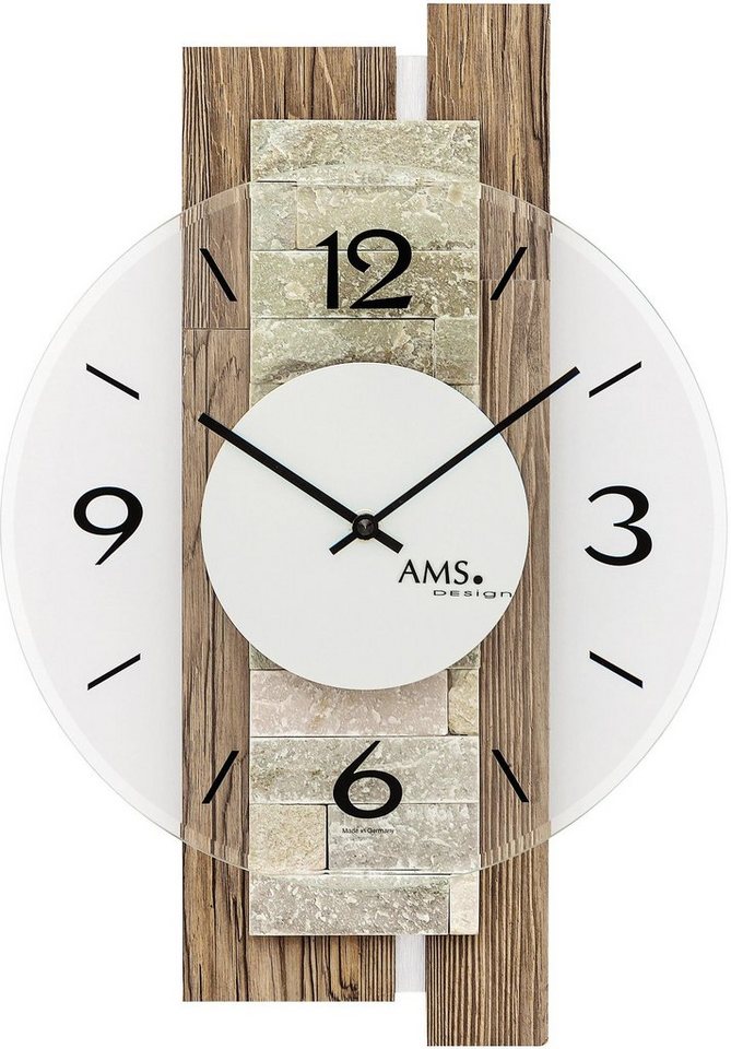 AMS Wanduhr W9543 (Quarzuhr,Holz,Wohnzimmer,Esszimmer,Küche,Arbeitszimmer,Büro,Flur) von AMS