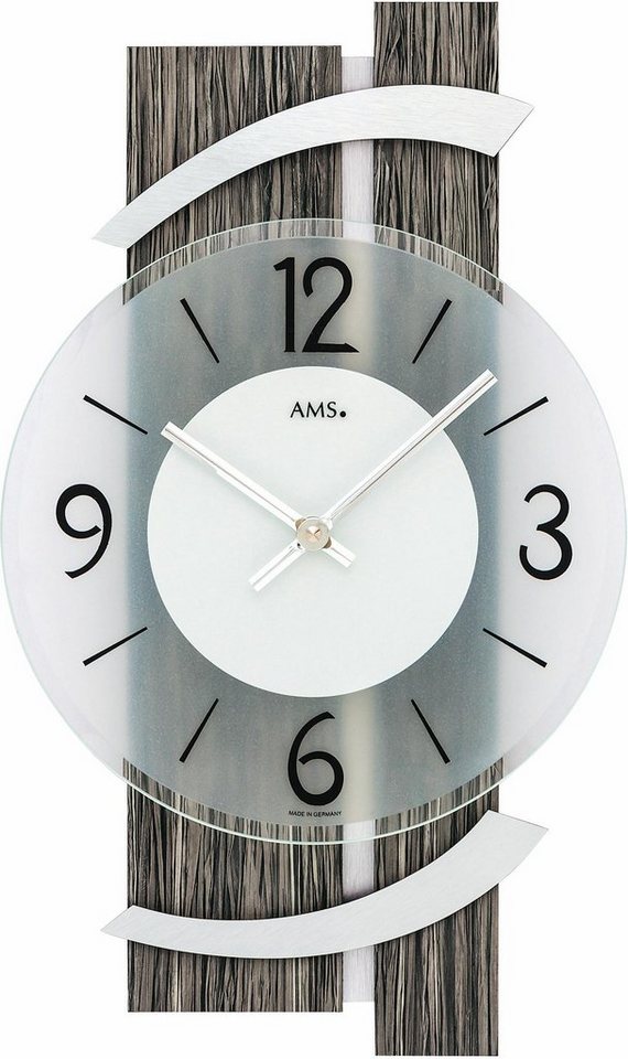 AMS Wanduhr W9547 (Quarzuhr,Holz,Wohnzimmer,Esszimmer,Küche,Arbeitszimmer,Büro,Flur) von AMS