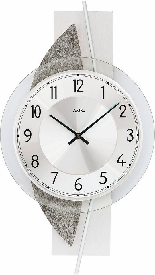 AMS Wanduhr W9552 (Quarzuhr,Holz,Wohnzimmer,Esszimmer,Küche,Made in Germany,Büro,Flur) von AMS