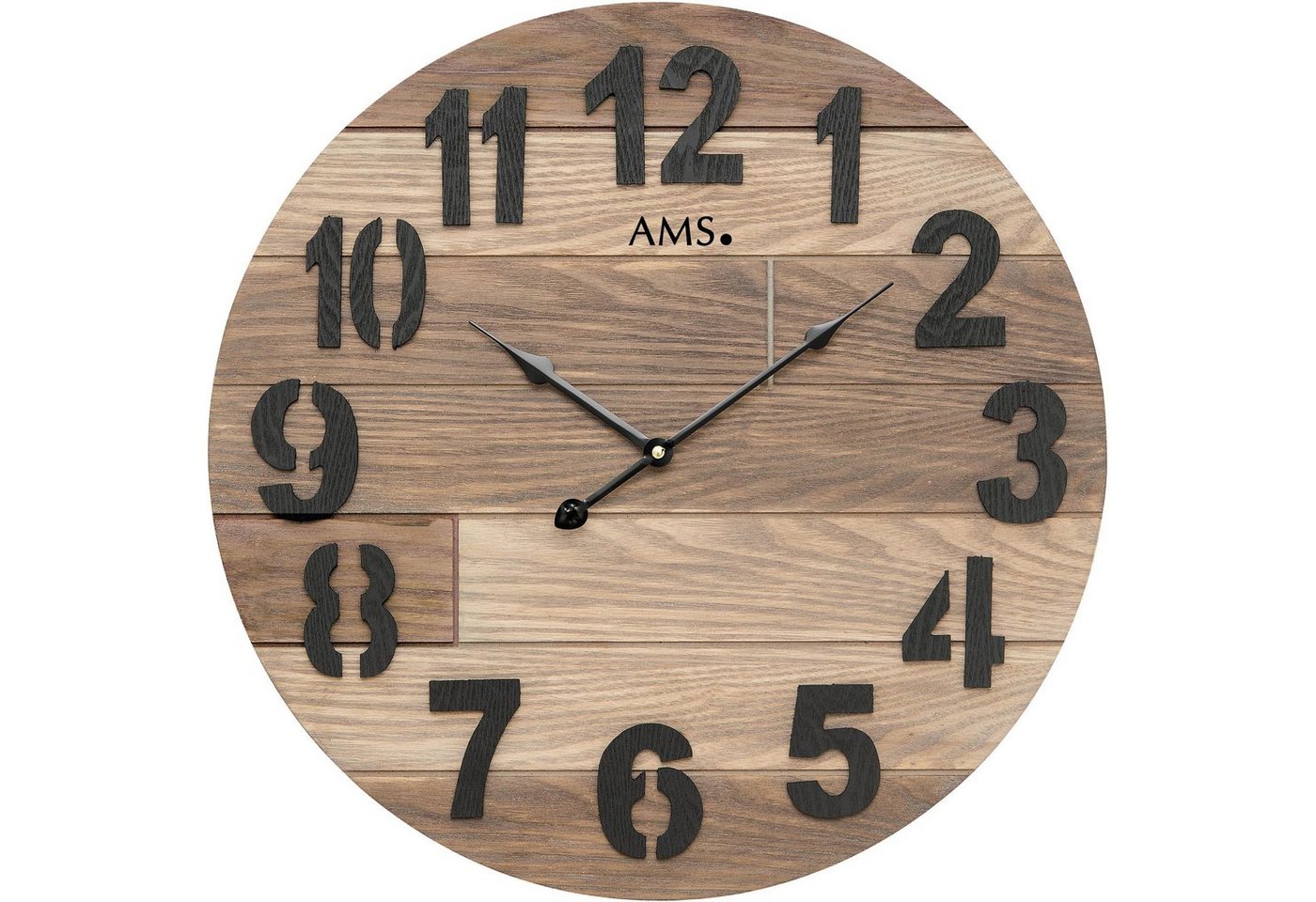 AMS Wanduhr W9569 (Quarzuhr,Holz,Wohnzimmer,Esszimmer,Küche,Arbeitszimmer,Büro,Flur) von AMS