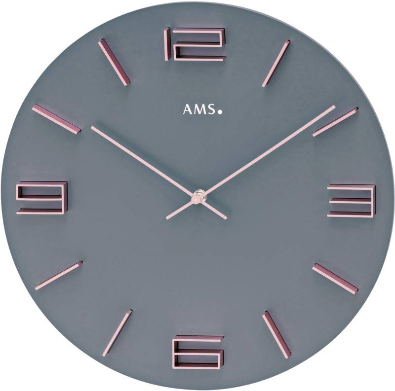 AMS Wanduhr W9590 (Quarzuhr,Holz,Wohnzimmer,Esszimmer,Küche,Arbeitszimmer,Büro,Flur) von AMS