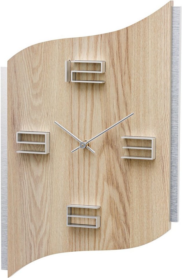 AMS Wanduhr W9613 (Quarzuhr,Holz,Wohnzimmer,Esszimmer,Küche,Arbeitszimmer,Büro,Flur) von AMS