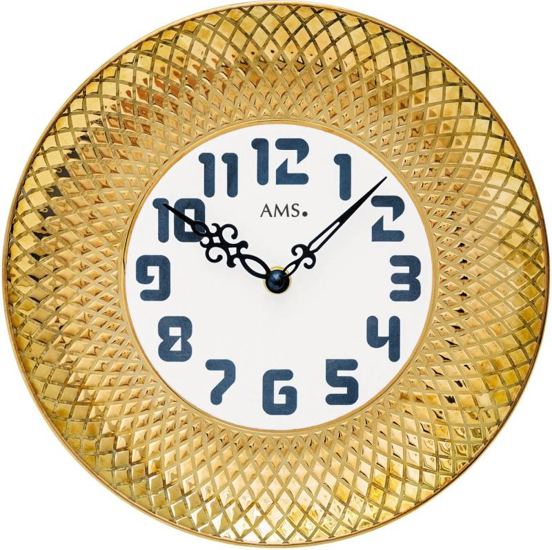 AMS Wanduhr W9615 (Quarzuhr,Keramik,Wohnzimmer,Esszimmer,Küche,Arbeitszimmer,Büro,Flur) von AMS