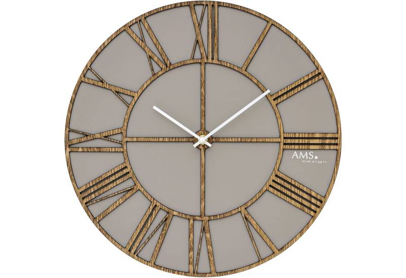 AMS Wanduhr W9635 (Quarzuhr,Holz,Ø ca. 40mm,Wohnzimmer,Esszimmer, Schlafzimmer,Küche) von AMS