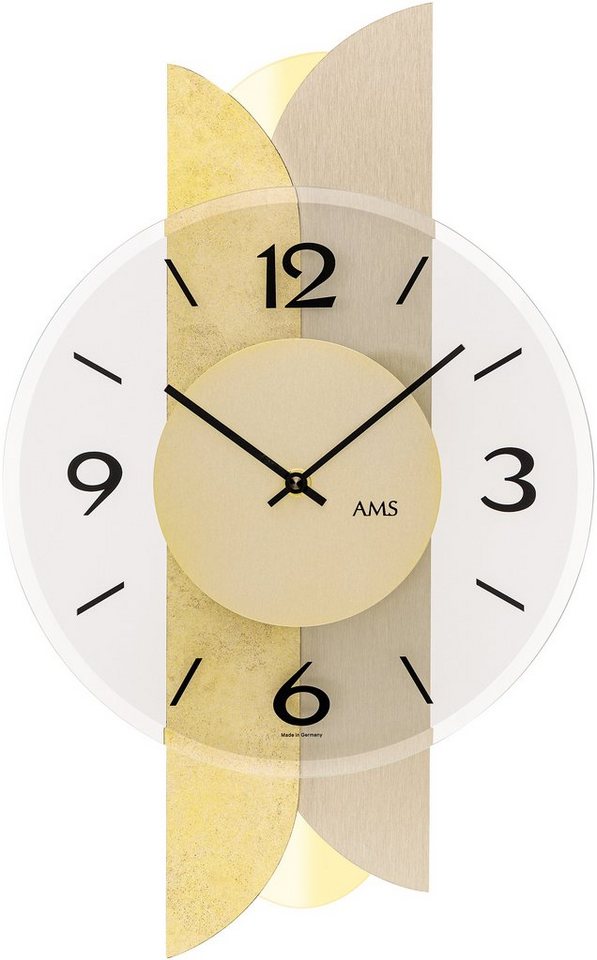 AMS Wanduhr W9643 (Made in Germany,Holz,Wohnzimmer,Esszimmer,Küche,Arbeitszimmer,Flur) von AMS
