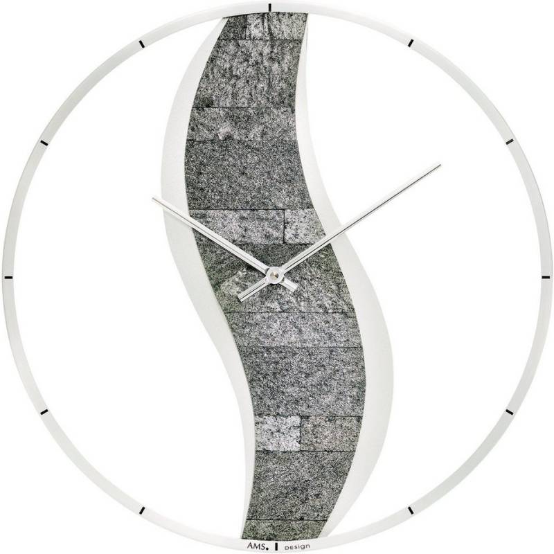 AMS Wanduhr W9646 (Quarzuhr,Holz,Wohnzimmer,Esszimmer,Küche,Arbeitszimmer,Büro,Ø40cm) von AMS