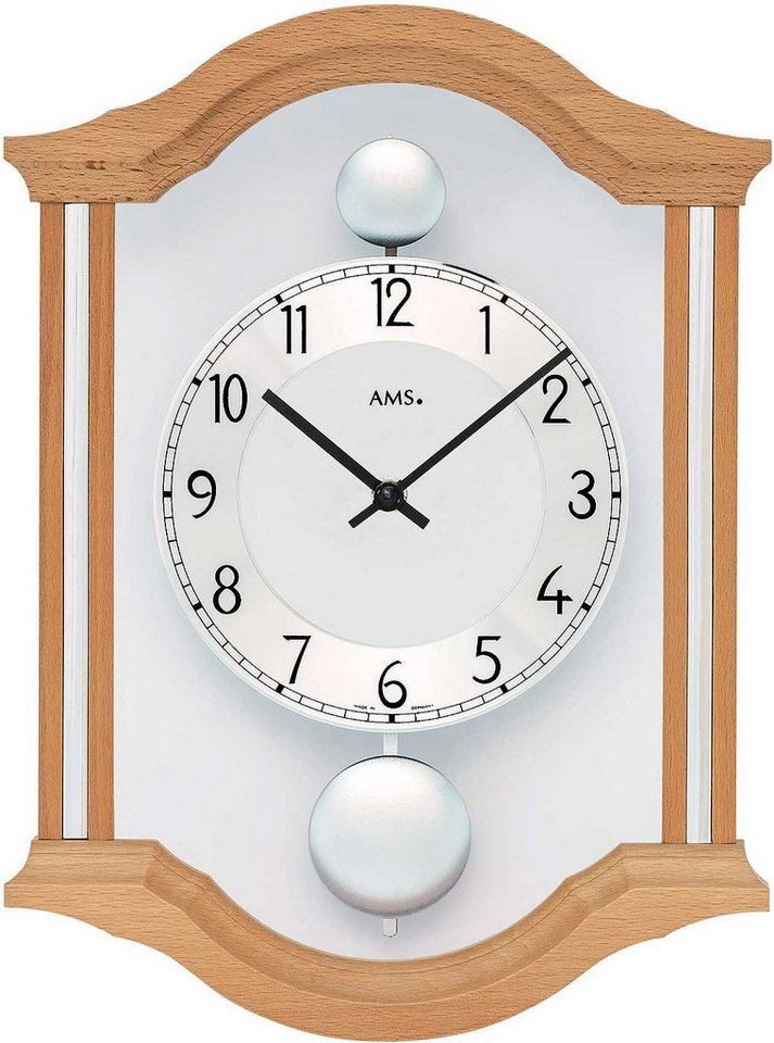 AMS Wanduhr Wanduhr klassisch Doppelpendeluhr - AMS Modell: 7447/18 von AMS