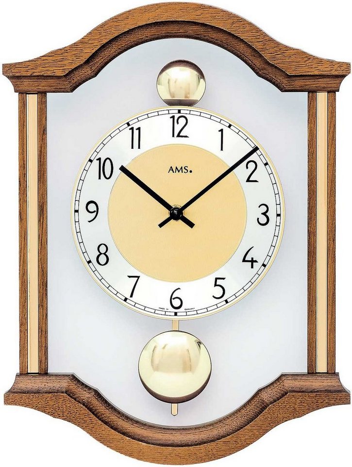AMS Wanduhr Wanduhr klassisch Doppelpendeluhr - AMS Modell: 7447/4 von AMS