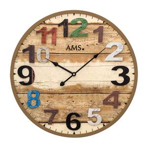 AMS Wanduhr Woodridge Holzwerkstoff Ø 50 cm Braun/Mehrfarbig von AMS