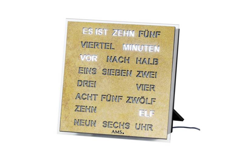 AMS Wanduhr Wortuhr LED Wanduhr Tischuhr 20x20cm (Quadratisch) von AMS