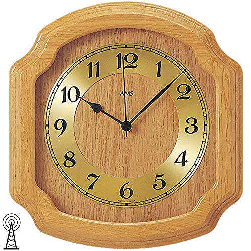 AMS modern rustikale Funkwanduhr Wanduhr Funk Massivholz Eiche hell Mineralglas AMS modern rustikale Funkwanduhr Wanduhr Funk Massivholz Eiche hell Mineralglas von AMS