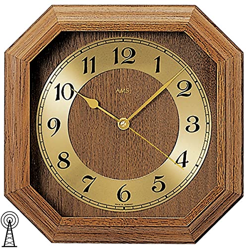 Funk-Wanduhr Uhr Funkuhr eckig Holz rustikal gold 26 x 26 cm AMS Funk-Wanduhr Uhr Funkuhr eckig Holz rustikal gold 26 x 26 cm AMS von AMS