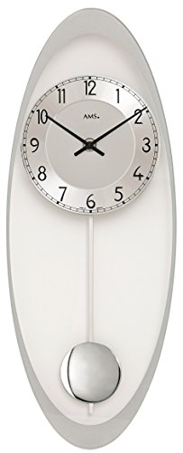 AMS Moderne Wanduhr mit Quartzwerk, batteriebetrieben Quartz-Pendeluhr 50cm- 7416 von AMS