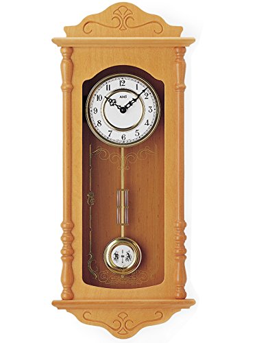 Pendeluhr AMS 7013 / 16 Wanduhr mit Pendel Quarz , Holzgehäuse Erle von ams