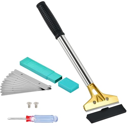 AMSGANK Tapetenentferner mit 10 Klingen, 4'' Tapetenschaber mit Gummigriff Schaber Werkzeug Glasschaber Farbschaber zum Entfernen von Tapeten und Bodenfliesen-Kleber, Farbe, Abziehbilder von AMSGANK