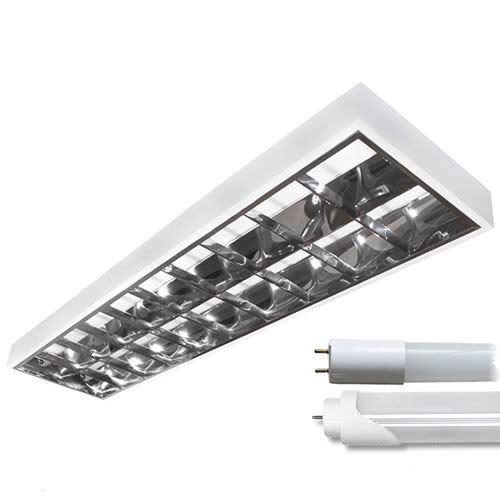 LED Rasterleuchte Empty 2x120cm T8 Tube Tageslicht 6000K Set von Amslight