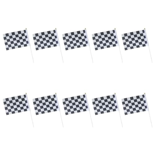 AMSLSIU 10 Stück Checkered Flag Racing Black White Stick Winkendes Polyester Geschenk für Festival Auto Motorrad Feier AMSLSIU 10 Stück Checkered Flag Racing Black White Stick Winkendes Polyester Geschenk für Festival Auto Motorrad Feier von AMSLSIU