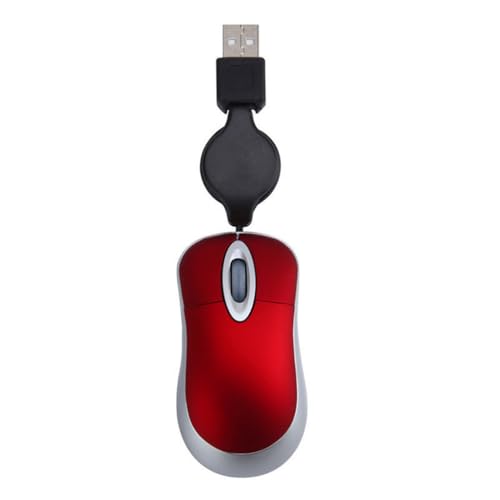 AMSLSIU 2.4G Computer Ultraleichte Maus Mini Wired 1000 DPI Universelle niedliche einziehbare verstellbare Gaming Mäuse für Bürokinder, Rot von AMSLSIU
