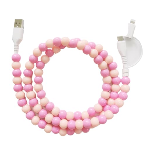 AMSLSIU Buntes Perlen Telefonladegerät 2 in 1 Multi Ladekabel USB zu USB C für Nexus PVC Perlen iPhones Ladekabel, Leichtes Puder+Puder von AMSLSIU