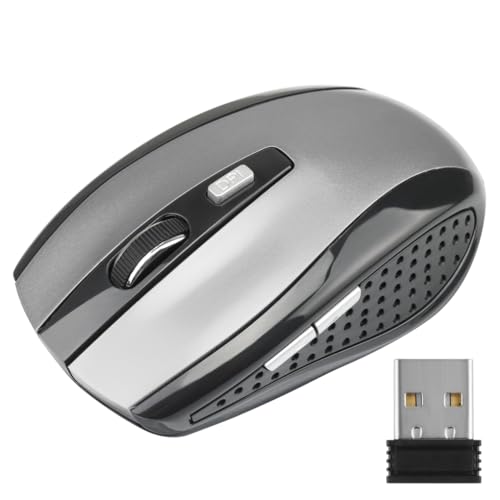 AMSLSIU Computer 2,4 GHz Wireless Optical Mouse Schnelle Geschwindigkeit 6 Tasten Kunststoff Gaming Mäuse DPI einstellbares tragbares Zubehör, Grau von AMSLSIU