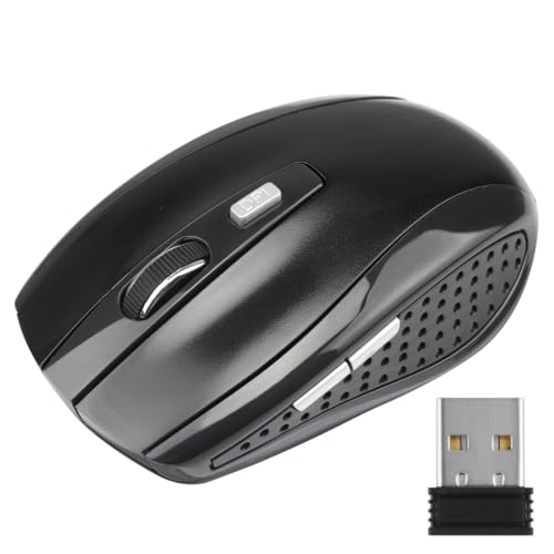 AMSLSIU Computer 2,4 GHz Wireless Optical Mouse Schnelle Geschwindigkeit 6 Tasten Kunststoff Gaming Mäuse DPI einstellbares tragbares Zubehör, Schwarz von AMSLSIU