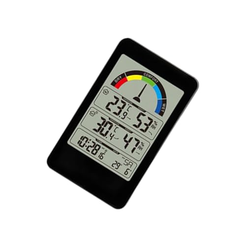 AMSLSIU Digitales Thermometer Hygrometer Wanduhr Temperaturanzeige Alarm Wetterstation Komfortanzeige EU Stecker Heimgebrauch von AMSLSIU