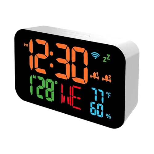 AMSLSIU Intelligentes Thermometer Hygrometer mit WiFi Uhr zur Fernüberwachung der Innenbedingungen ABS mit Digitalanzeige, Orangefarbene Lampe AMSLSIU Intelligentes Thermometer Hygrometer mit WiFi Uhr zur Fernüberwachung der Innenbedingungen ABS mit Digitalanzeige, Orangefarbene Lampe von AMSLSIU