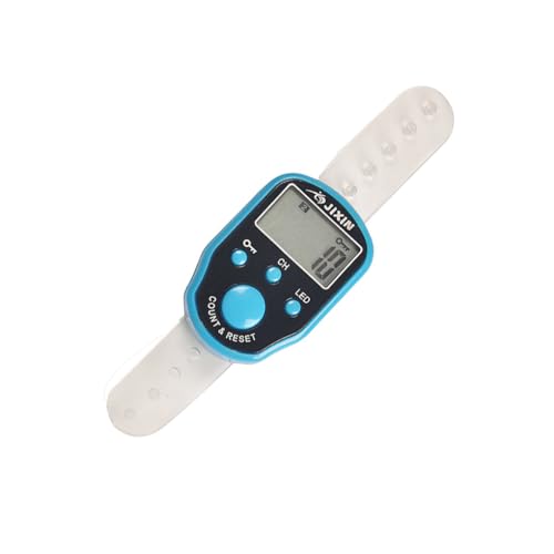 AMSLSIU Maschenmarkierer Reihenzähler LCD Elektronik Digitalanzeige Tragbare Stückzähler Timing Handring Sport Nähwebart, Himmelblau, 4.5 * 3.5 * 1.2 cm von AMSLSIU