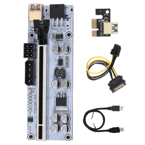 AMSLSIU PCI E 1x bis 16x Adapter Erweiterungskarte 8 Kondensator 6 poliger Stromanschluss PCI Extender Mining Computerzubehör, Schwarz AMSLSIU PCI E 1x bis 16x Adapter Erweiterungskarte 8 Kondensator 6 poliger Stromanschluss PCI Extender Mining Computerzubehör, Schwarz von AMSLSIU