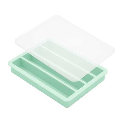 AMSLSIU Silikon Eisform mit transparenter Staubabdeckung für präzise Wasserkontrolle und Gefrierprozesse. Eiswürfelschale besteht aus Lebensmitteln, Grün von AMSLSIU