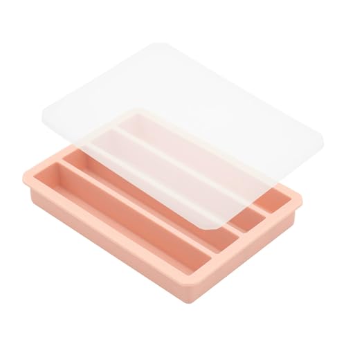 AMSLSIU Silikon Eisform mit transparenter Staubabdeckung für präzise Wasserkontrolle und Gefrierprozesse. Eiswürfelschale besteht aus Lebensmitteln, Rosa von AMSLSIU
