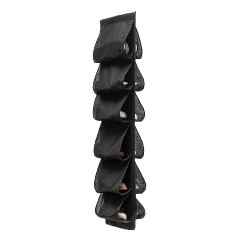 AMSLSIU Über der Tür Schuhregal Haushalt 12 Taschen High Heels Hausschuhe Turnschuhe Halter Tasche Kleiderschrank Organizer, Schwarz von AMSLSIU