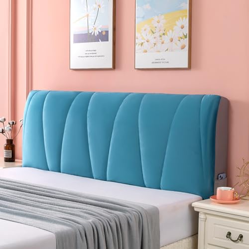 AMSLSIU Verdickter, gepolsterter, waschbarer All Inclusive Kopfteilschutzbezug für vielbeschäftigte Haushalte, Polyester, Staub und wasserdicht, Blau von AMSLSIU