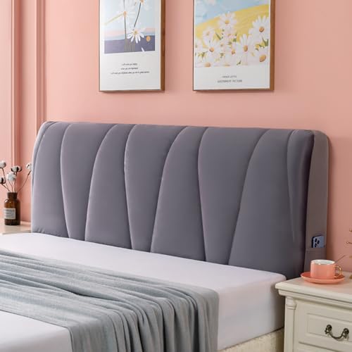 AMSLSIU Verdickter, gepolsterter, waschbarer All Inclusive Kopfteilschutzbezug für vielbeschäftigte Haushalte, Polyester, Staub und wasserdicht, dunkelgrau von AMSLSIU