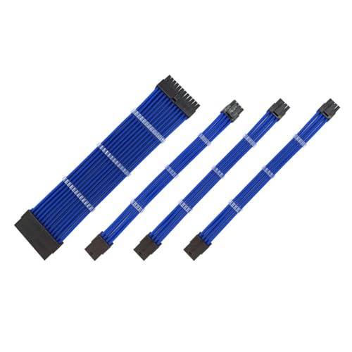 AMSLSIU Verlängerungskabel PC Gehäuse Ummantelte Anschlüsse Netzteil Nylon Safe Nützliches leichtes verschleißfestes Kabelset, Blau AMSLSIU Verlängerungskabel PC Gehäuse Ummantelte Anschlüsse Netzteil Nylon Safe Nützliches leichtes verschleißfestes Kabelset, Blau von AMSLSIU