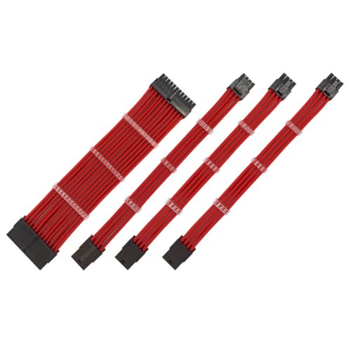 AMSLSIU Verlängerungskabel PC Gehäuse Ummantelte Anschlüsse Netzteil Nylon Safe Nützliches leichtes verschleißfestes Kabelset, Rot AMSLSIU Verlängerungskabel PC Gehäuse Ummantelte Anschlüsse Netzteil Nylon Safe Nützliches leichtes verschleißfestes Kabelset, Rot von AMSLSIU