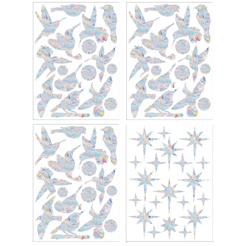 68 Stück Prisma Fensteraufkleber, Regenbogen Folie Fenster, Vogelschutz Fenster, Fensteraufkleber Vogelschutz, Vogelschutz Anti-Kollisions-Aufkleber, Fensterdekoration für Fenster und Türen von AMSNINK